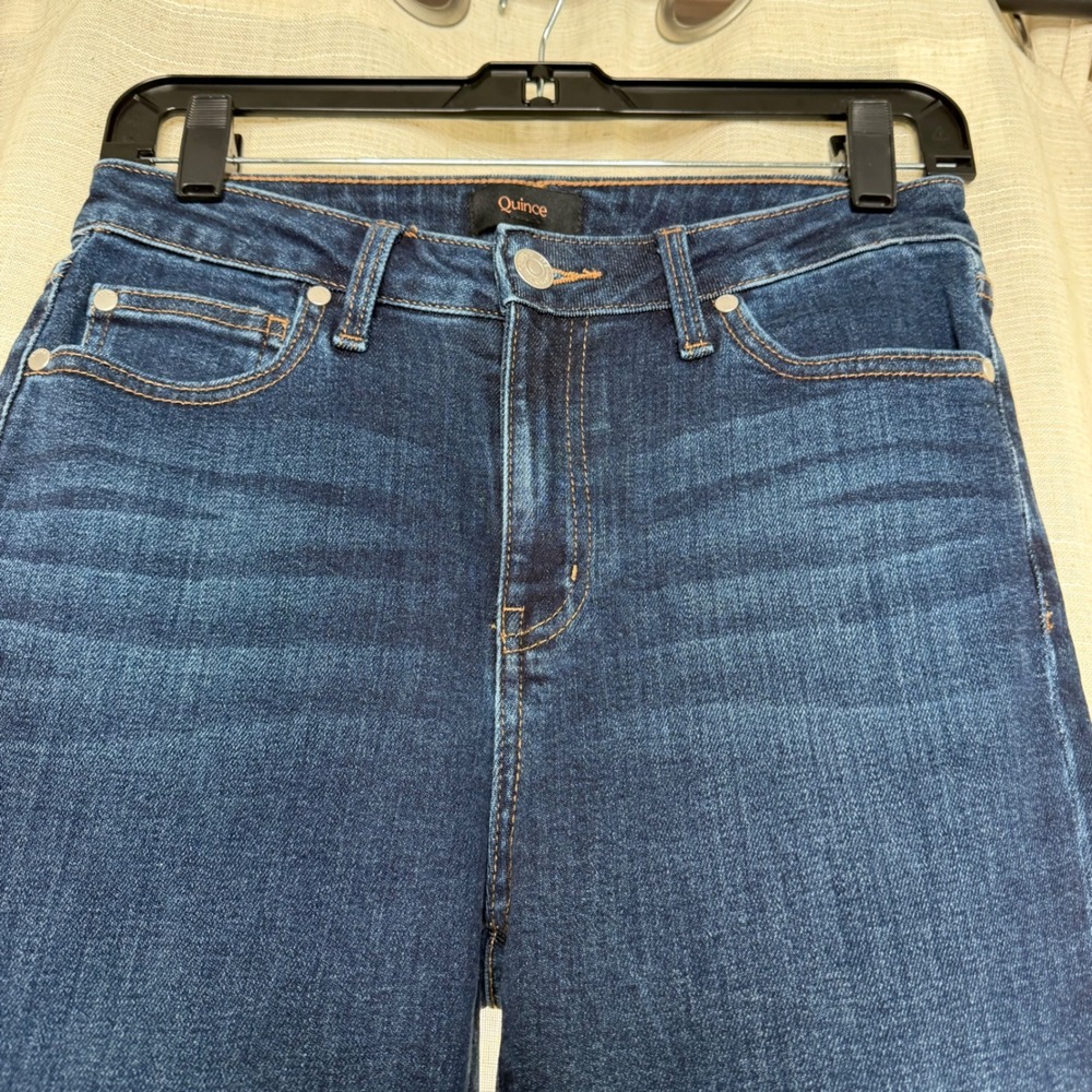 Quince High Rise Kick Flare Jeans Organic Cotton Midnight Blue Women's 26x26 - Picture 3 of 8